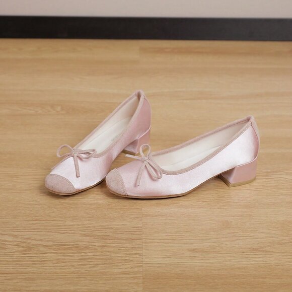 Pink Basics Women's Square Toe Chunky Heel Shoes - Picture 2 of 8